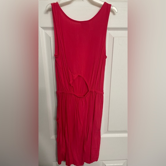 Mossimo Hot Pink Midi Dress with Open Back Detail and Pockets - Picture 2 of 2